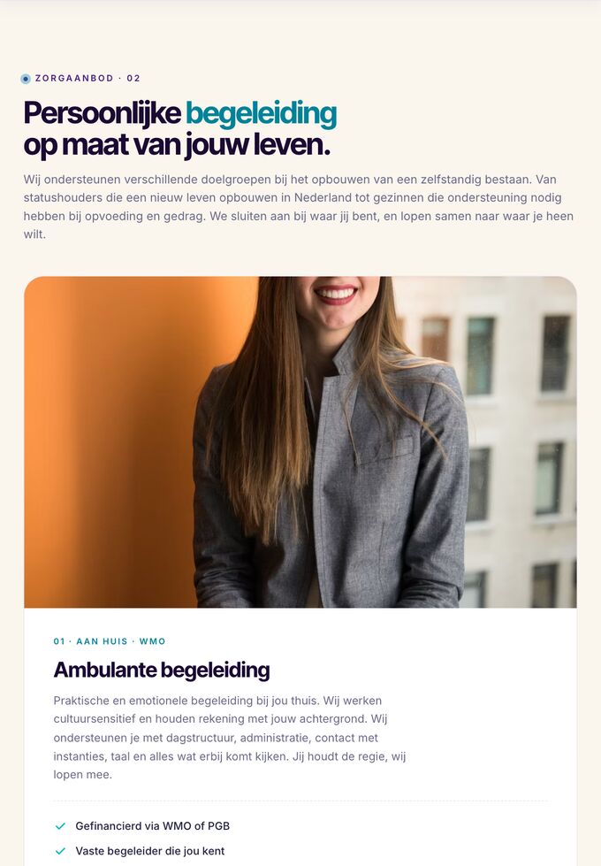 Amila Zorg op een tablet, het zorgaanbod