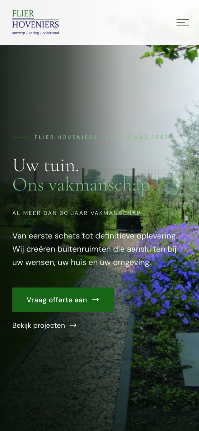 Mobiele weergave flierhoveniers.com