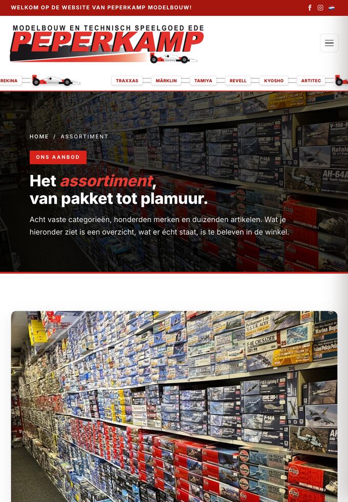 Peperkamp Modelbouw op een tablet, het assortiment