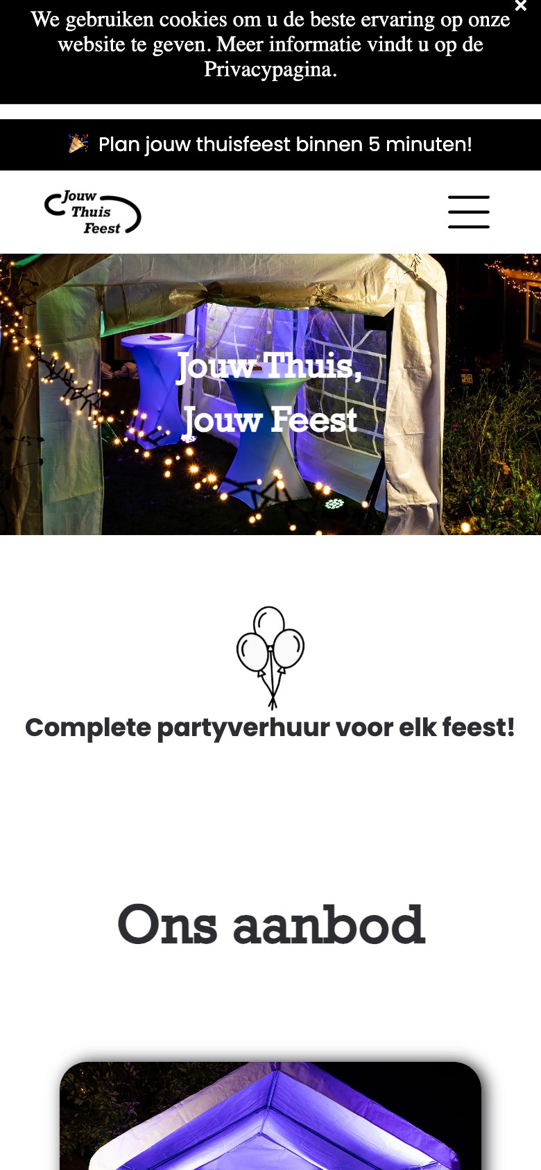 Mobiele versie jouwthuisfeest.nl